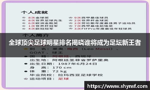 全球顶尖足球明星排名揭晓谁将成为足坛新王者